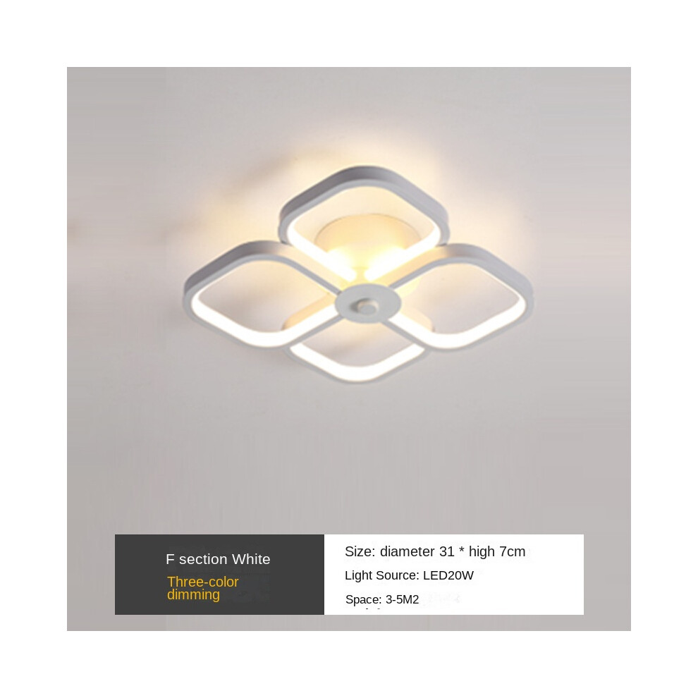 (F model white) 3 Color Modern Ceiling Lamp, Square LED Ceiling Lights for Bedroom Hallway Office Kitchen Living Room