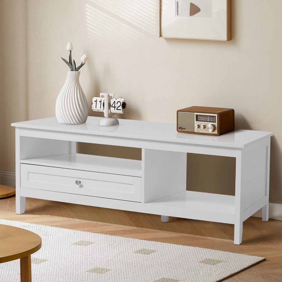 Classic White Coffee Table with Drawer