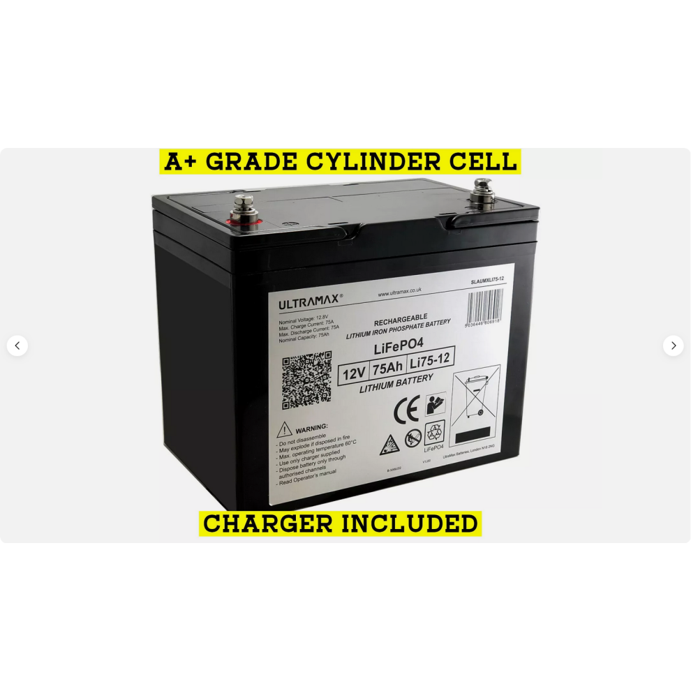 Ultramax 12V 75Ah Lithium Iron Phosphate Lifepo4 5036446806918