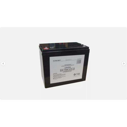 Ultramax 12V 75Ah Lithium Iron Phosphate LiFePO4 1
