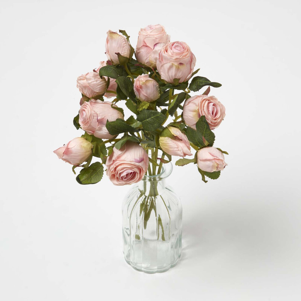 (Pink, 2) HOMESCAPES Artificial Bouquet of Ivory Roses