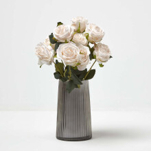 (Natural, 1) HOMESCAPES Artificial Bouquet of Ivory Roses
