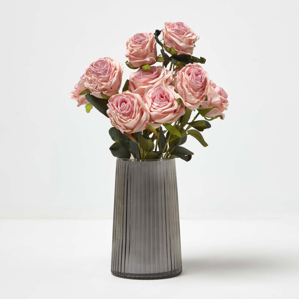 (Pink, 1) HOMESCAPES Artificial Bouquet of Ivory Roses