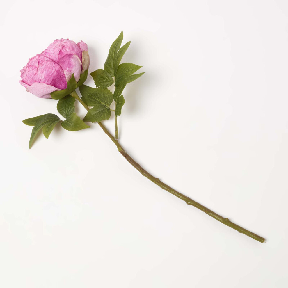 (Pink) HOMESCAPES Artificial Stem Of Dried Pink Peony Flowers, 48 Cm