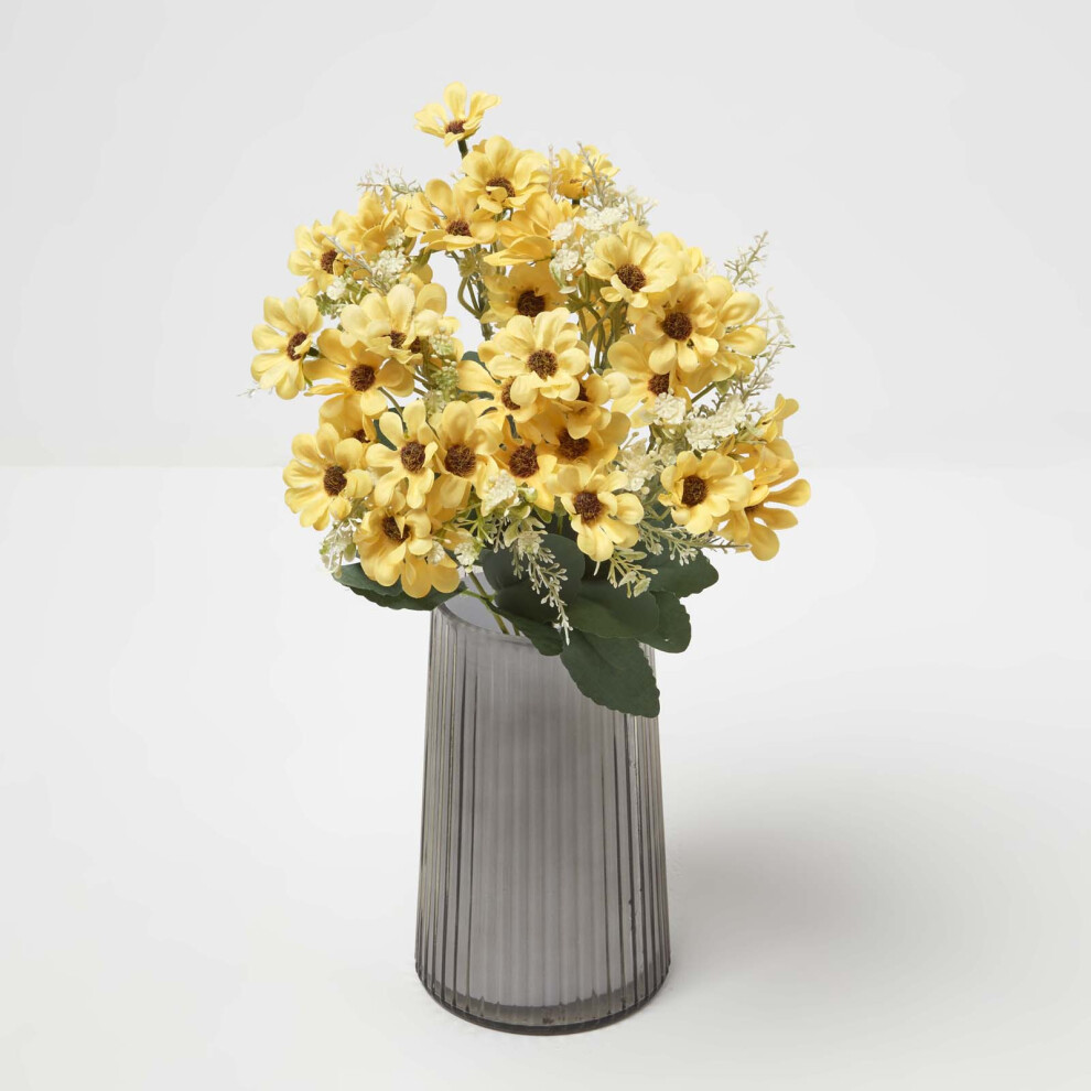 (Yellow) HOMESCAPES Artificial Wild Daisy Cream Bouquet Flower, 46 cm