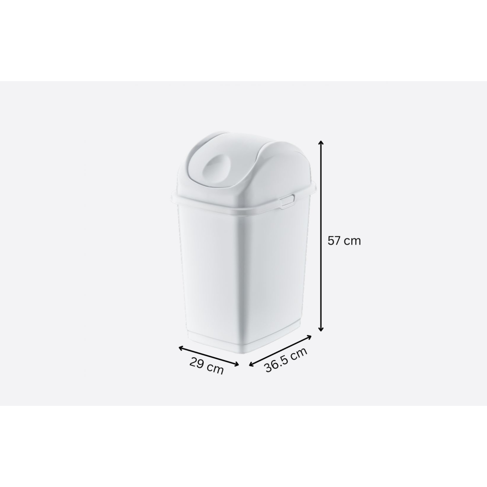 (White, 35 L) Plastic Dustbin Swing Top Waste Bin 4 Colours