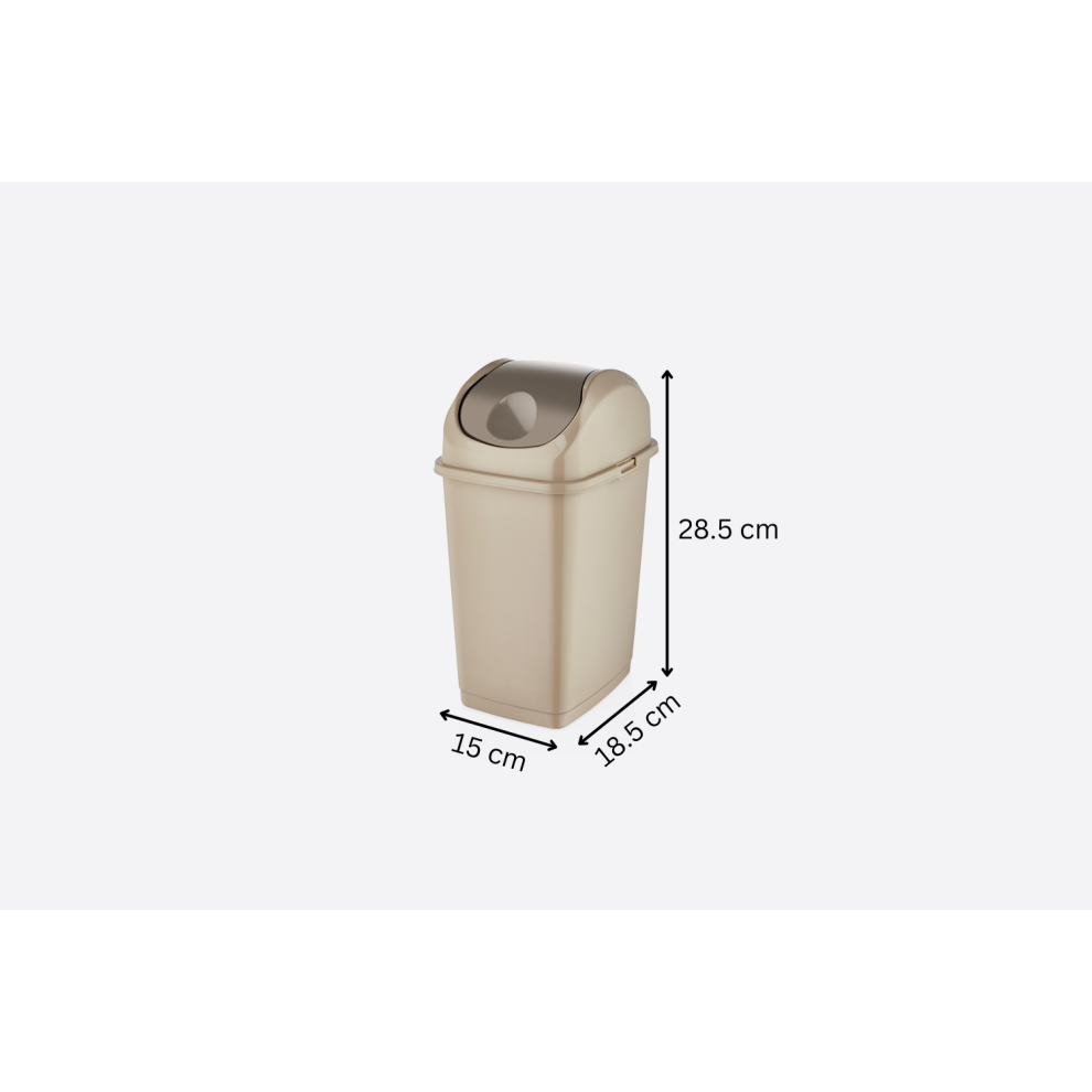 (Beige + Brown, 5 L) Plastic Dustbin Swing Top Waste Bin 4 Colours