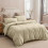 (Beige, Single 3PC Set) Duvet Cover Set with Pillowcases & Fitted Sheet 1