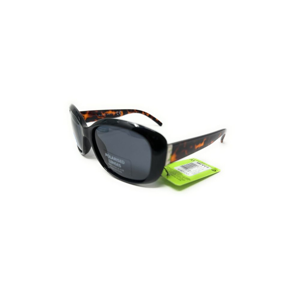 Ladies Sunglasses Polarised Lenses Chic Black Frame with Tortoiseshell Boots 0781
