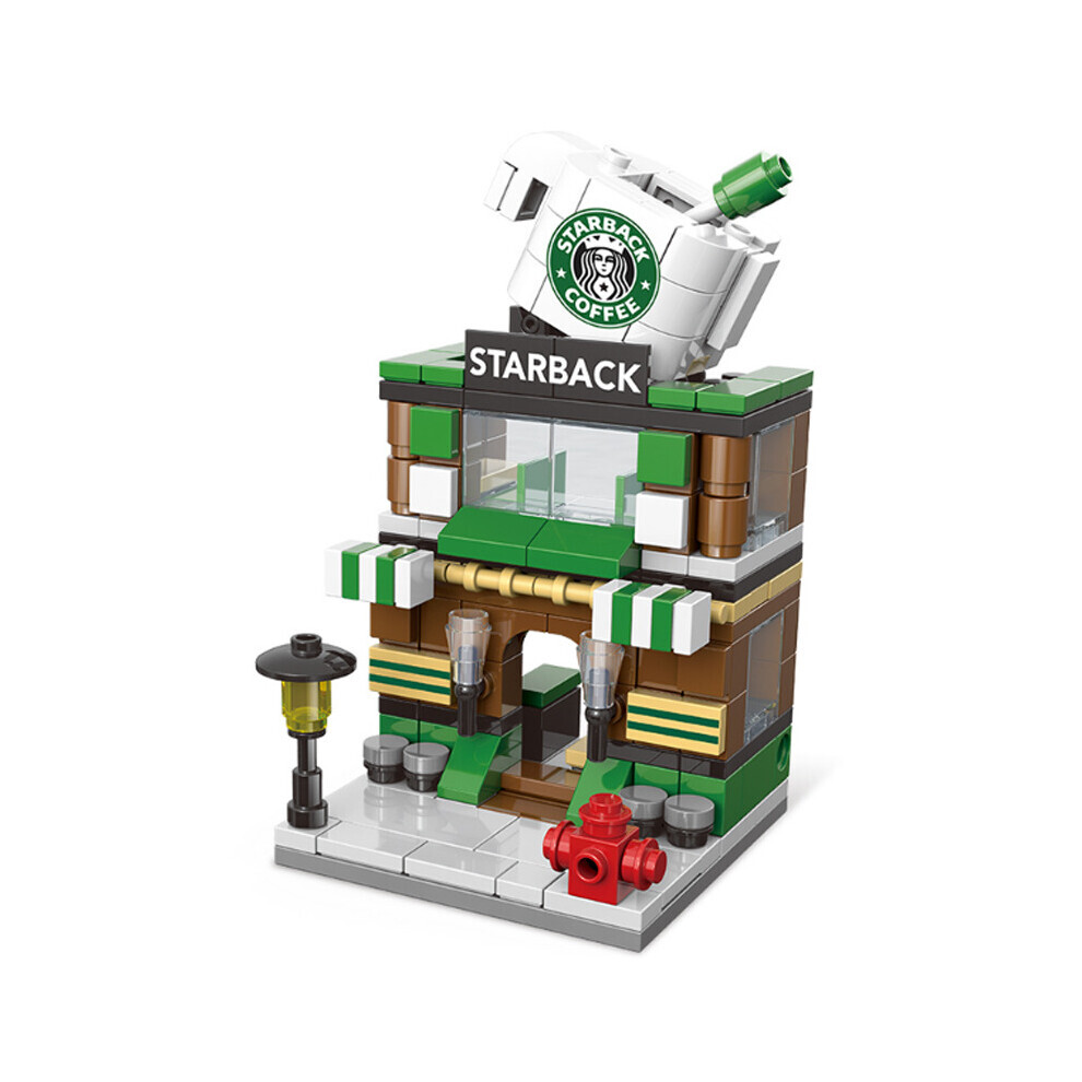 (Coffee) Mini Street City Building Blocks Model Building Set Christmas Kids Toys Gift Pack