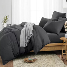 (Charcoal, Single 3PC Set) Duvet Cover Set with Pillowcases & Fitted Sheet
