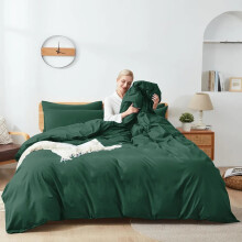 (Emerald Green, Super King 4PC Set) Duvet Cover Set with Pillowcases & Fitted Sheet