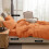 (Rust, Double 4PC Set) Duvet Cover Set with Pillowcases & Fitted Sheet 1