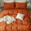 (Rust, Super King 4PC Set) Duvet Cover Set with Pillowcases & Fitted Sheet 4