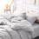 (Silver, King 4PC Set) Duvet Cover Set with Pillowcases & Fitted Sheet 3