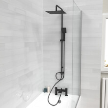 Nes Home Square Shower Riser Rail Kit With Mixer Tap & Handset Matte Black