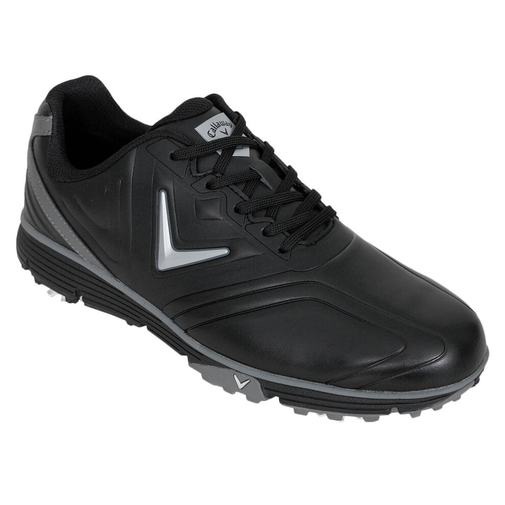 (UK 7.5, Black) Callaway Golf Mens M258 Chev Max Waterproof Spiked Breathable Golf Shoes