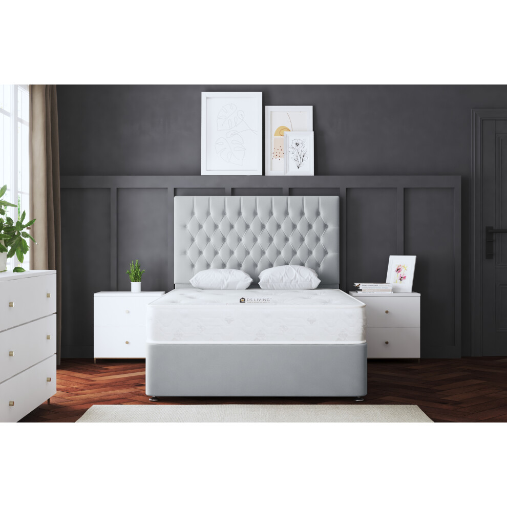 (Small Single, Silver) Seraphine Divan Upholstered Bed