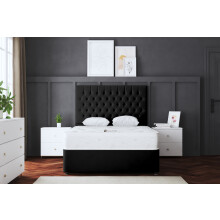 (Single, Black) Seraphine Divan Upholstered Bed