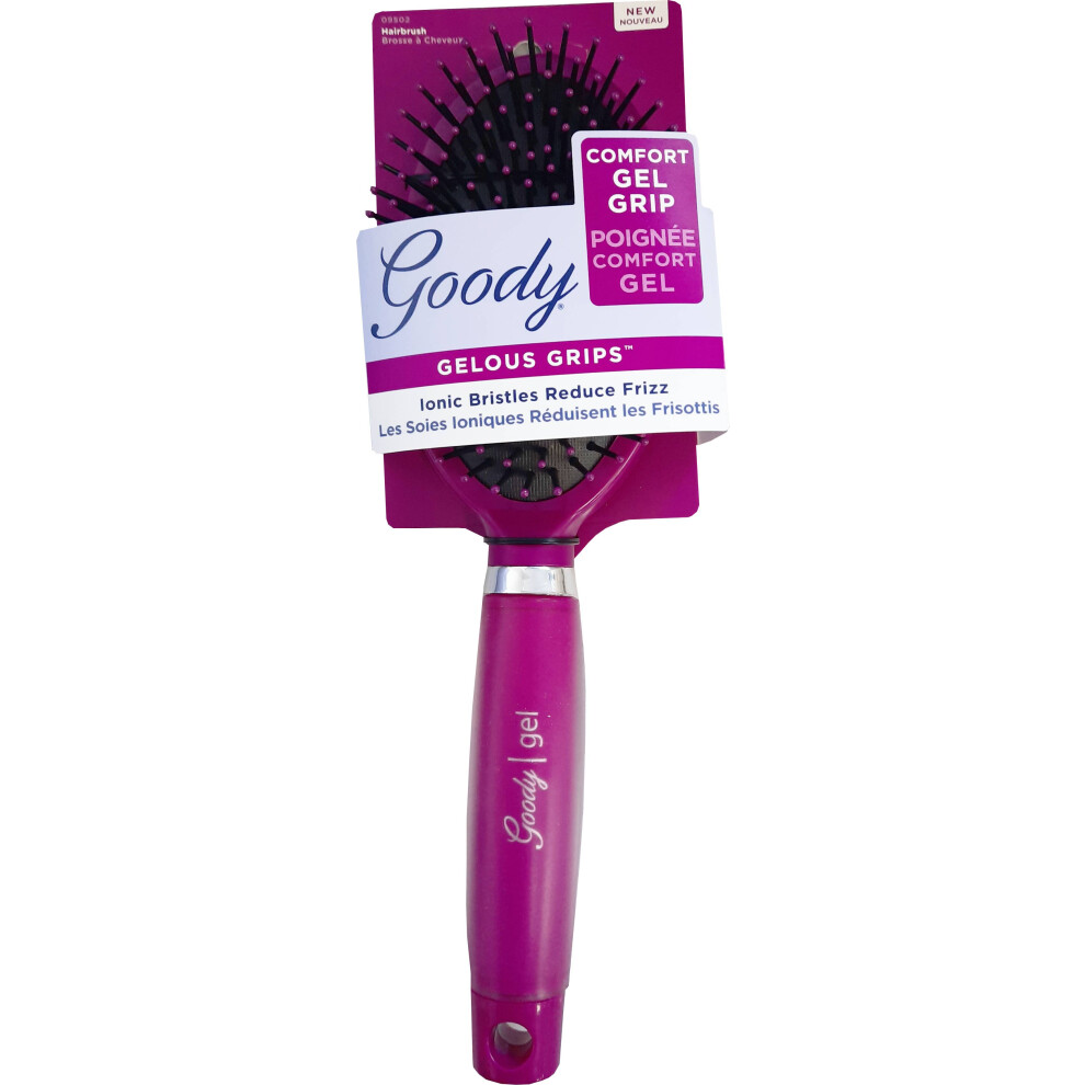 Goody Gelous Grips Oval Hair Brush, Comfortable and Effective Brush for Smooth Styling and Gentle Detangling with Soft Gel