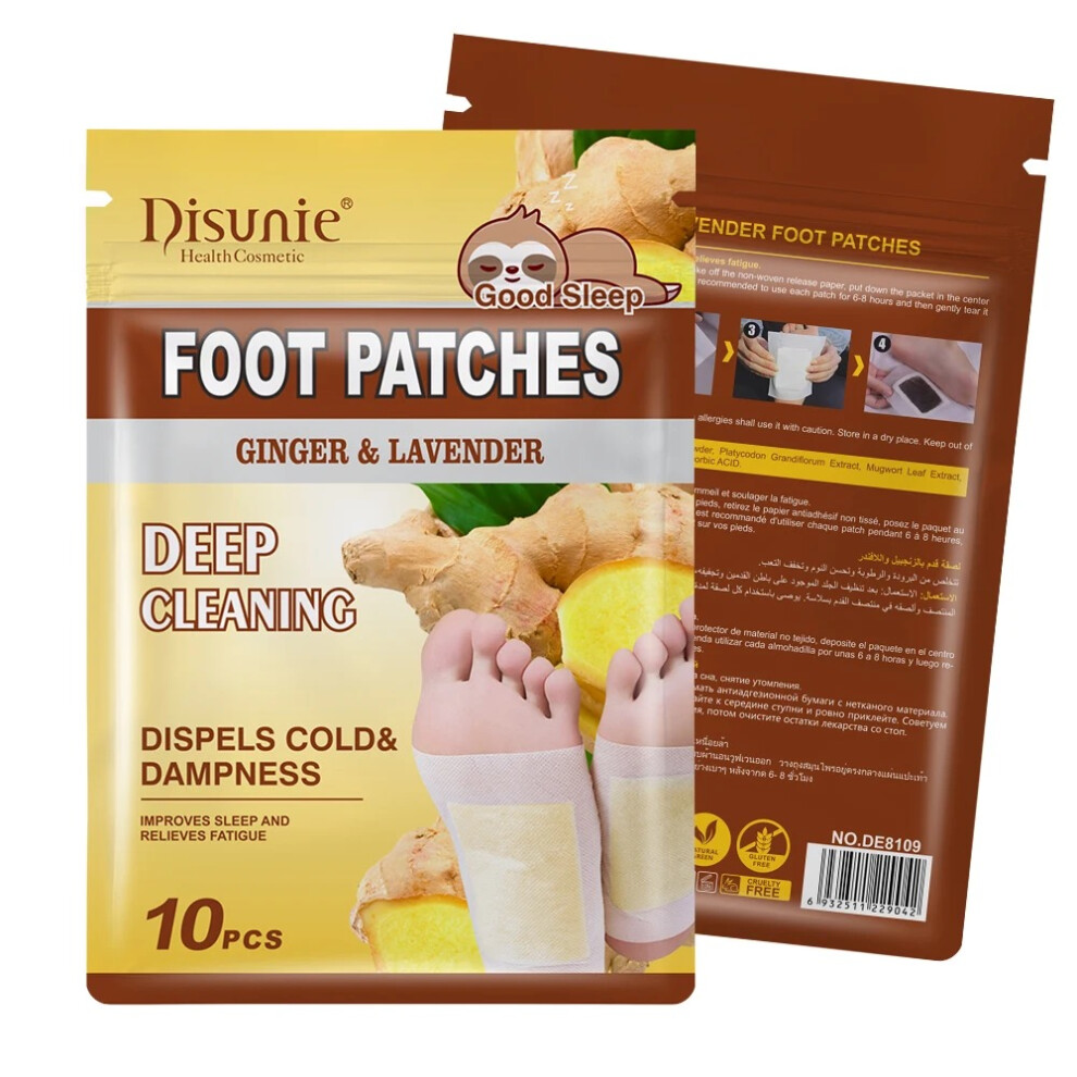 Lavender Disunie Disunie Foot Patches Deep Cleaning Ginger And Foot Repair, Foot Hygiene, Foot Pain Relief, 10Pcs