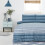 (Single, Teal) Printed Reversible Polycotton Textured Stripe Duvet Cover Set 1