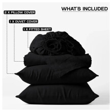 (Black, Super King) Modern Duvet Cover Set Hotel Quality Fitted Bed Sheets & Pillowcases