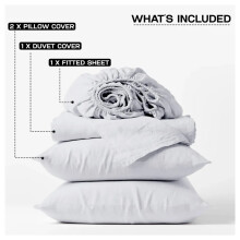 (White, Super King) Modern Duvet Cover Set Hotel Quality Fitted Bed Sheets & Pillowcases