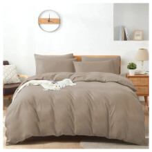 (Beige, Single) Modern Duvet Cover Set Hotel Quality Fitted Bed Sheets & Pillowcases