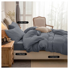 (Charcoal, Double) Modern Duvet Cover Set Hotel Quality Fitted Bed Sheets & Pillowcases
