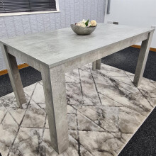 Stone Grey 140 Table and Legs - 6-Seat MDF Wood Dining Table, Flat-Pack, Grey Kitchen/Dining Furniture