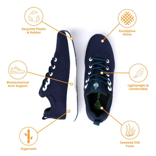 (UK10, Navy) Green Steps ONE Arch Support Trainers UNISEX 1