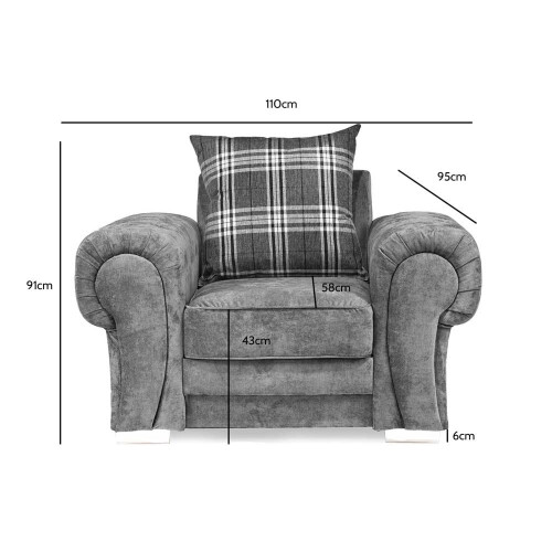 Verona Scatter Grey Fabric 2+1+1 Seater Sofa Set 1