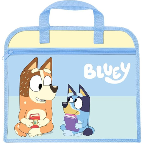 Bluey Sac d'école à fermeture éclair bleu clair Bluey &amp; Chilli