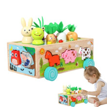 Shape Matching Puzzle Box Sensory Board Color Sensory Toy 1 2 3 Years Old Farm Animal Toys Wooden Sorting And Stacking Toys