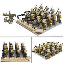 16PCS World War II German North African Corps Soldier Building Blocks Minifigures Educational Toys
