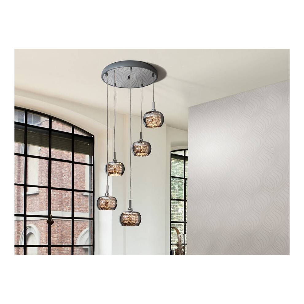 Schuller Ari - 5 Light Dimmable Spiral Crystal Ceiling Cluster Pendant Remote Control Chrome, G9-image-OPC-PF5JRRX-NEW