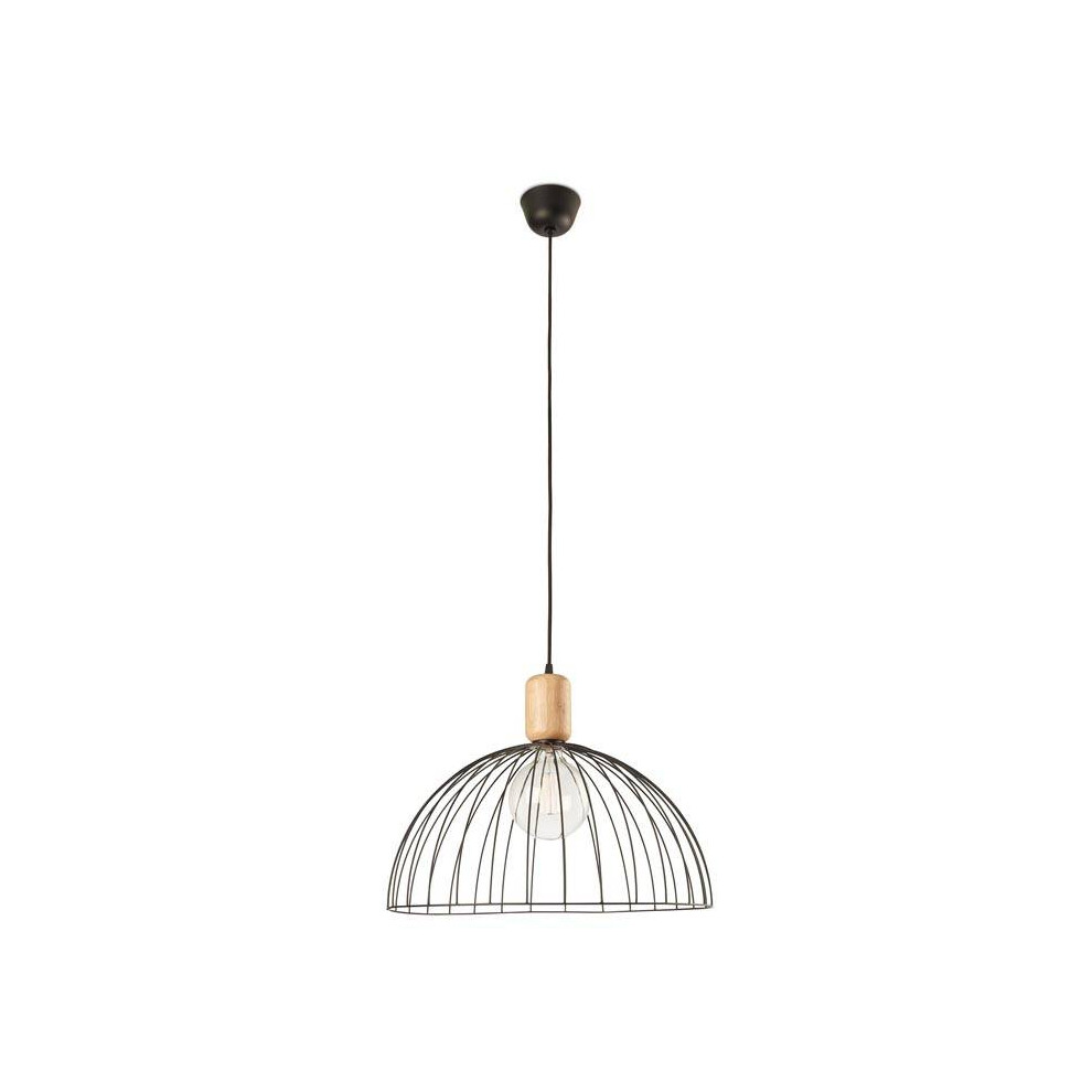 Leds-C4 Contrast - Cage Ceiling Pendant Matt Black Light Wood 1x E27 48.7cm