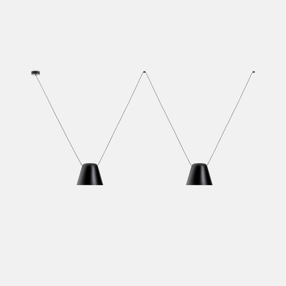 Leds-C4 Attic - Decorative Hanging Ceiling Pendant Matt Black 2x E27 / 175cm X 400cm