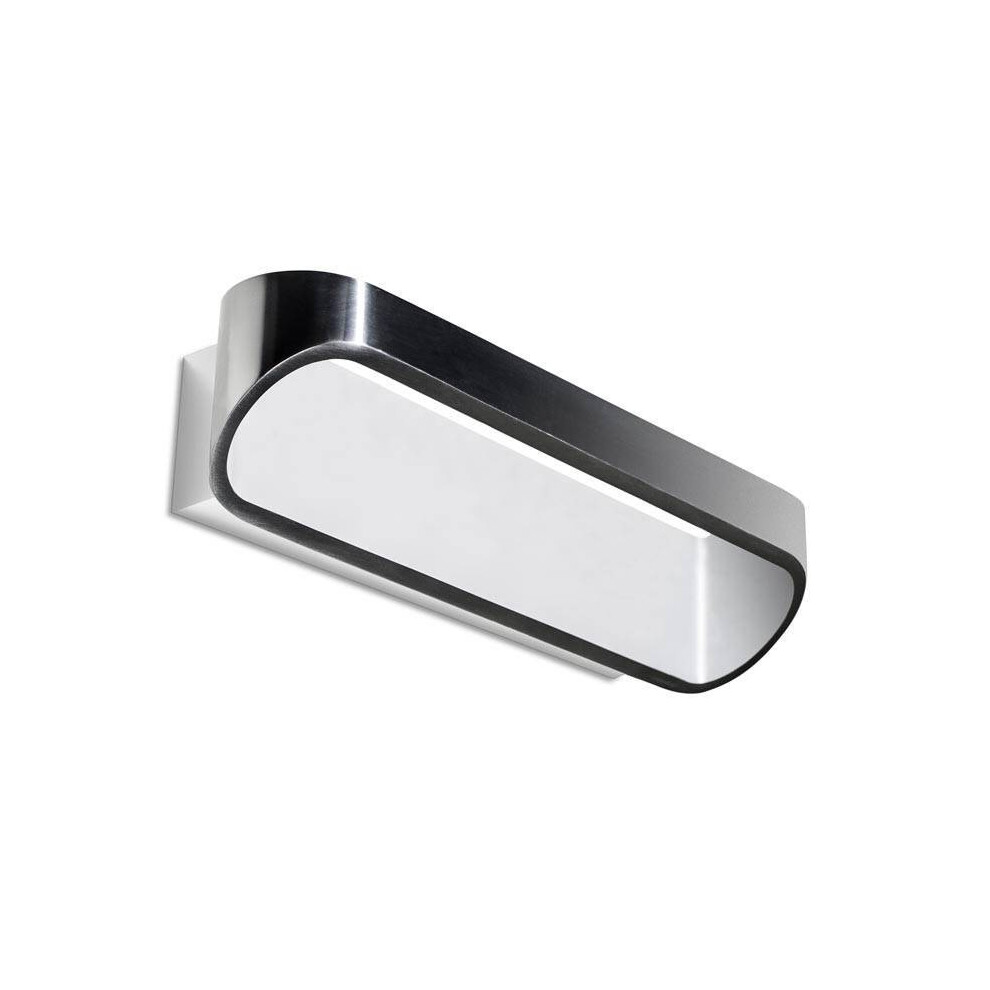 Leds-C4 Oval - LED 1 Light Up & Down Wall Light White, Brushed Aluminium