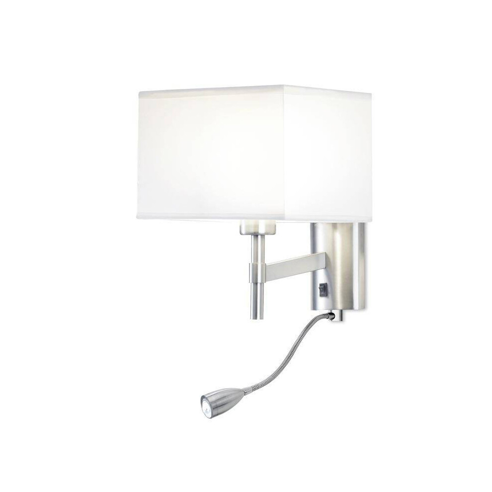 Leds-C4 Bristol - LED 2 Light Indoor Wall Light Satin Nickel with Reading Lamp, E27