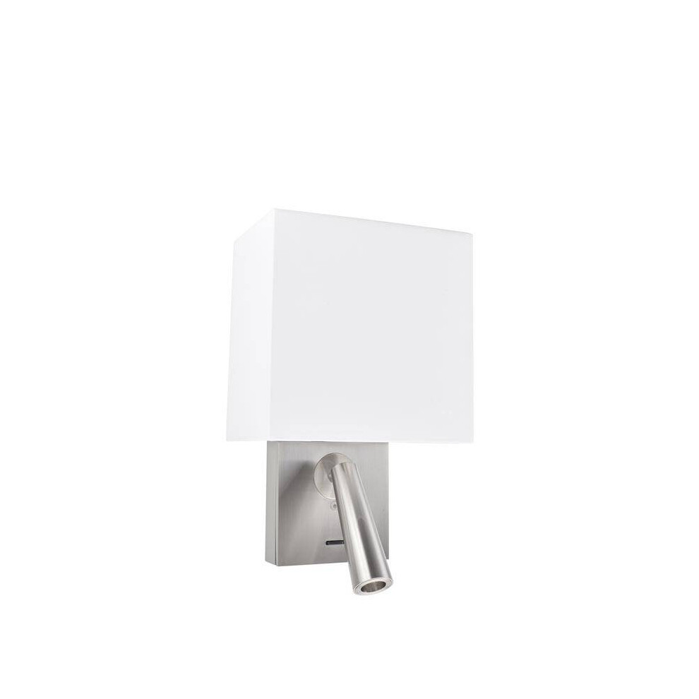 Leds-C4 Gamma - LED Wall Light with Reading Light Square Shade Satin Nickel 179lm 2700K