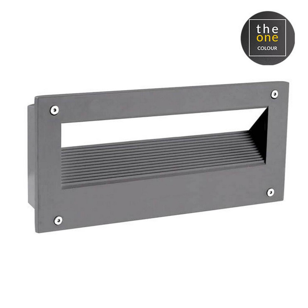 LEDS C4 Micenas LED Rectangular Outdoor LED Recessed Wall Light Grey, Matt IP65 5.5W 3000K Dimmable