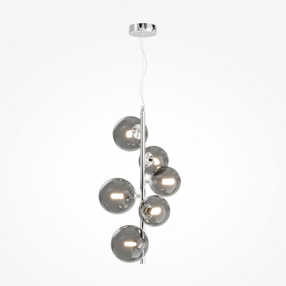 Maytoni Lighting Light Maytoni Maytoni Dallas Modern Globe Pendant Ceiling Chrome, Smoky Shade, G9 Size 6
