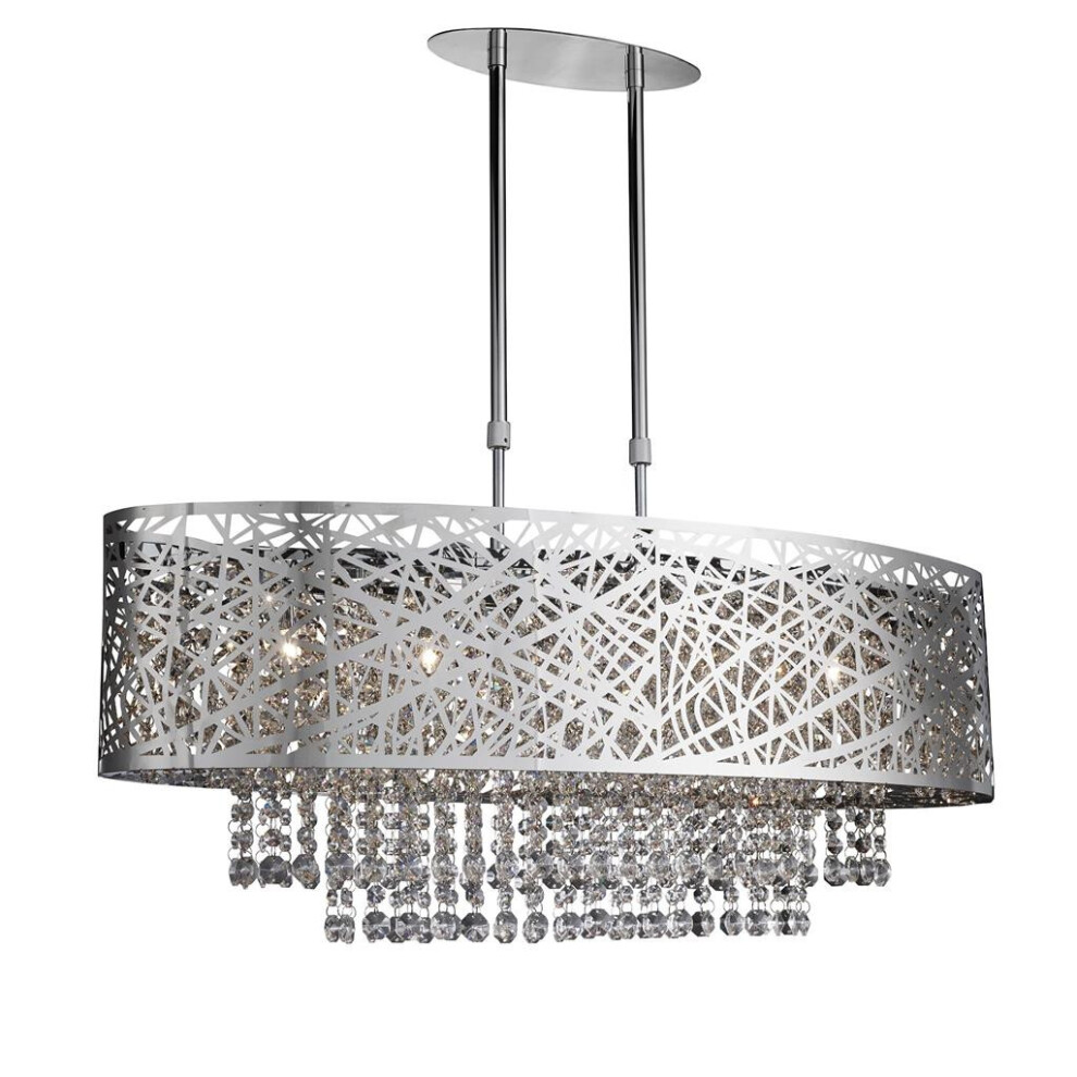 Searchlight Mica - 5 Light Adjustable Ceiling Pendant Bar Chrome with Crystals, G9