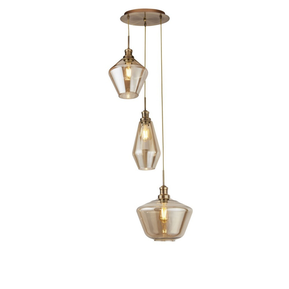 Searchlight MIA - 3 Light Cluster Drop Ceiling Pendant Champagne Glass