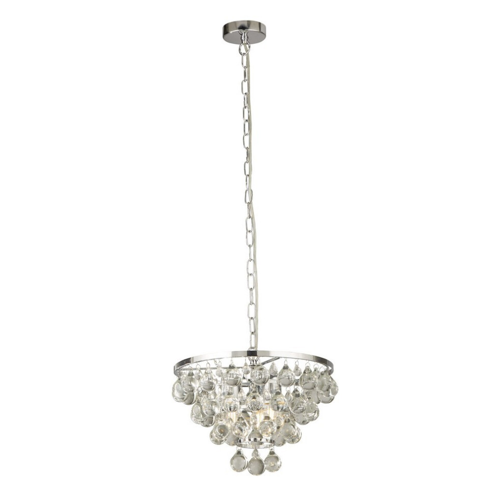 Searchlight MICHELLE - 4 Light Round Chrome Ceiling Pendant with Rain Drop Glass Balls