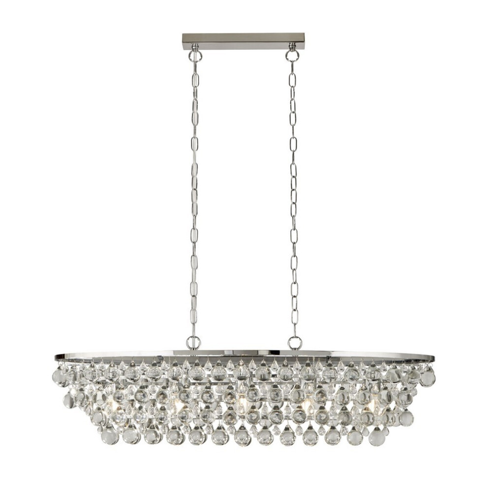 Searchlight MICHELLE - 5 Light Chrome Oval Ceiling Bar Pendant with Glass Balls