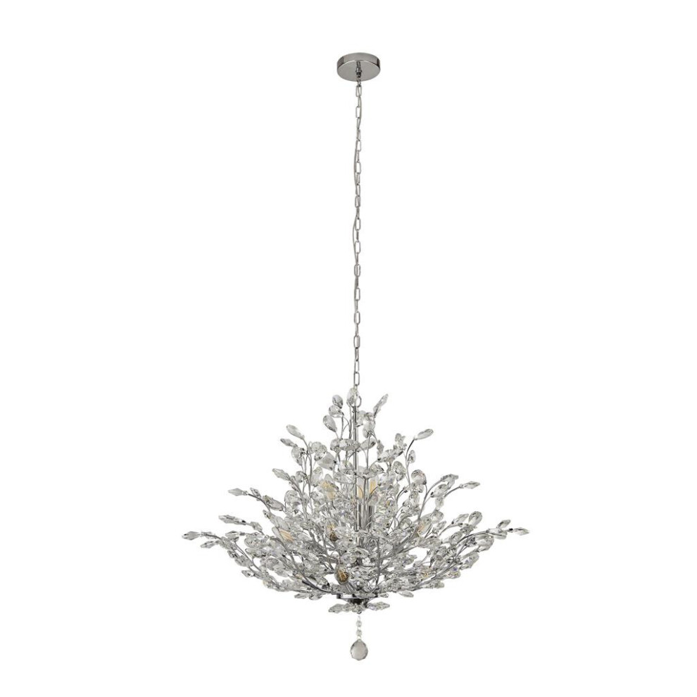 Searchlight Bouquet 11 Light Chrome Pendant, Crystal Glass