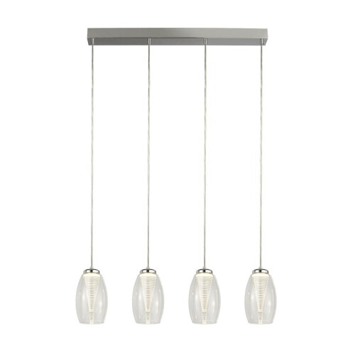 Searchlight Searchlight Cyclone 4 Light Bar Pendant, Clear Glass 3000K